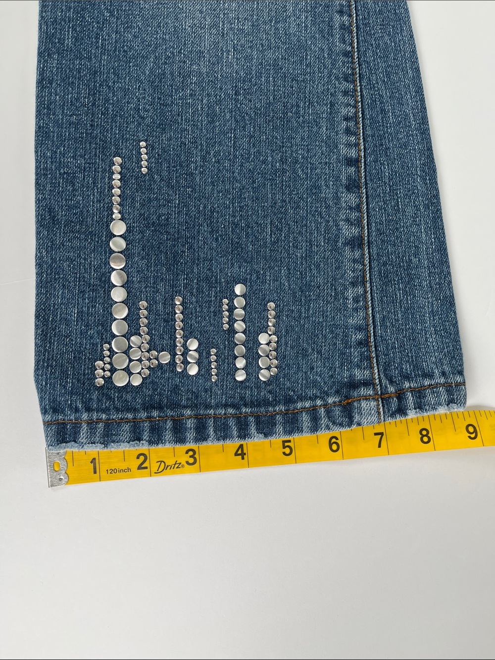 Hint Women's Blue Embellished Wide-Leg Jeans Sz 0 - Picture 6 of 10